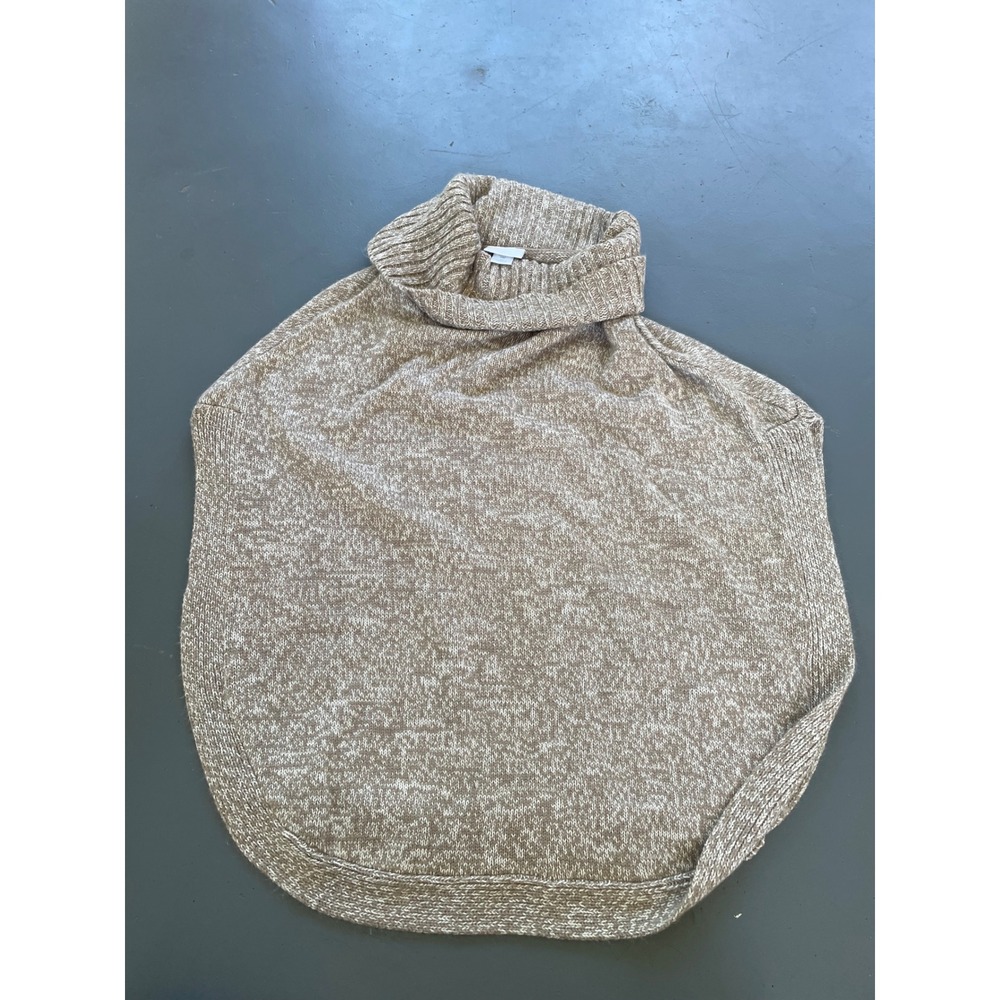 New York & Company Tan Marled Knit Turtleneck Poncho Sweater S/M